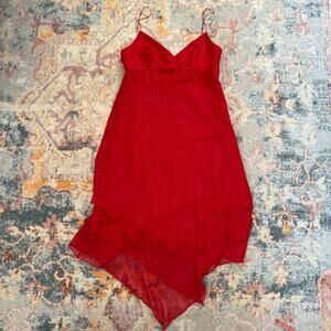 Vintage 90s / Y2K shimmery red silk handkerchief dress